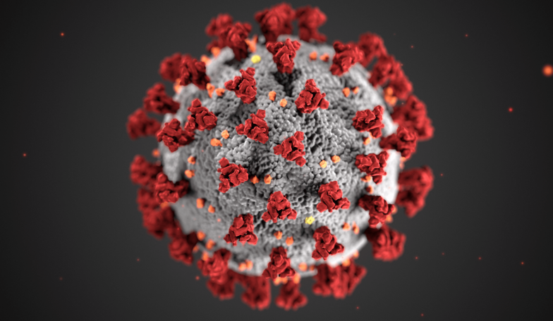 Schematische Abbildung des SARS-CoV-2 Virus.