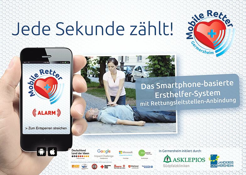 Werbeplakat zur App "Mobile Retter"