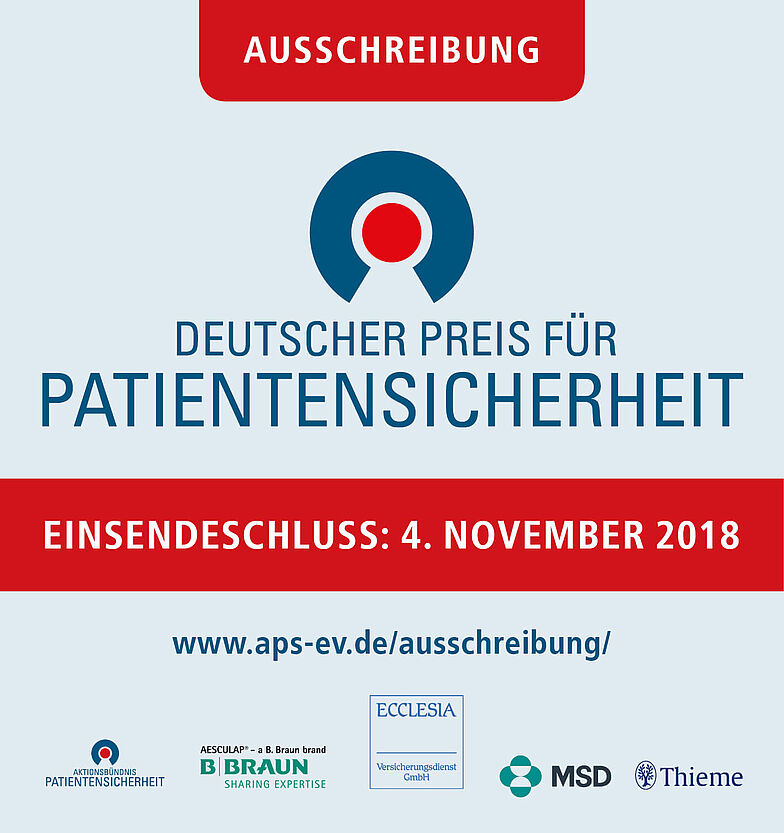 Logo vom Deutschen Preis für die Patientensicherheit im Jahr 2018.