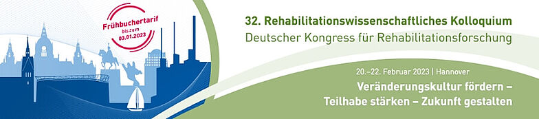 Banner mit Veranstaltungsdaten des 32. Rehawissenschaftlichen Kolloquium