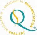 Logo Gütesiegel "Medizinische Rehabilitation in geprüfter Qualität"